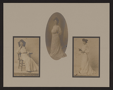 Three portraits of Lily Love, circa 1900
