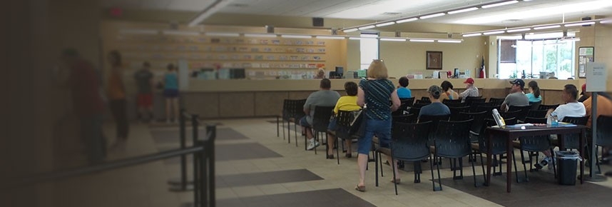 branch office showing customers waiting